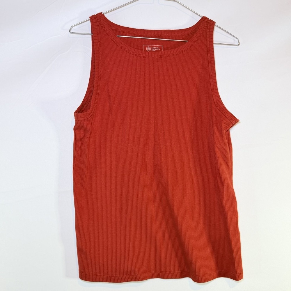 Candace Cameron Bure Women's Rust‎ Ribbed Tank Top Size M Knit Sleeveless